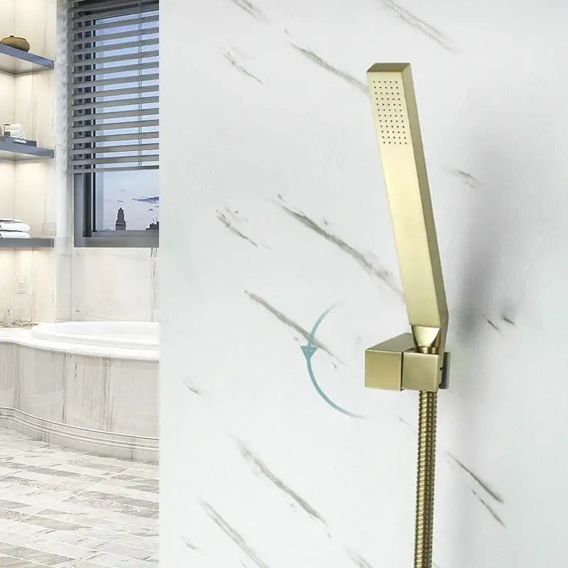 Modern brushed gold hand shower with stainless steel hose bathroom