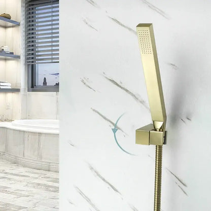 Modern brushed gold hand shower with stainless steel hose bathroom