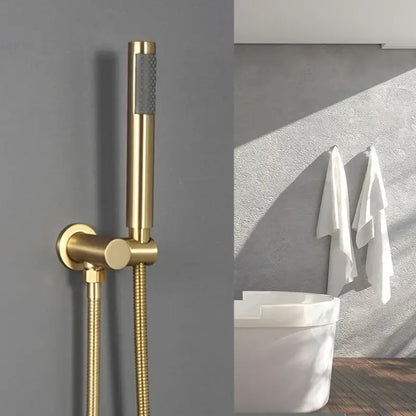 Modern brushed gold hand shower with stainless steel hose bathroom