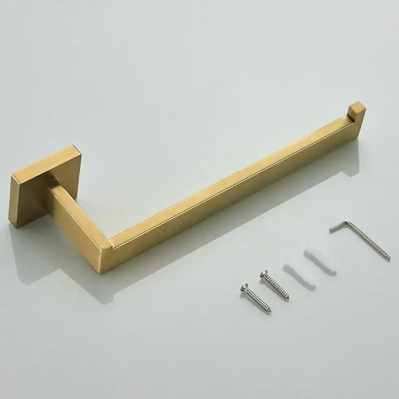Modern brushed gold hardware set bathroom towel rail and hooks