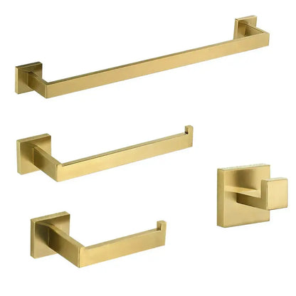 Modern brushed gold hardware set bathroom towel rail and hooks