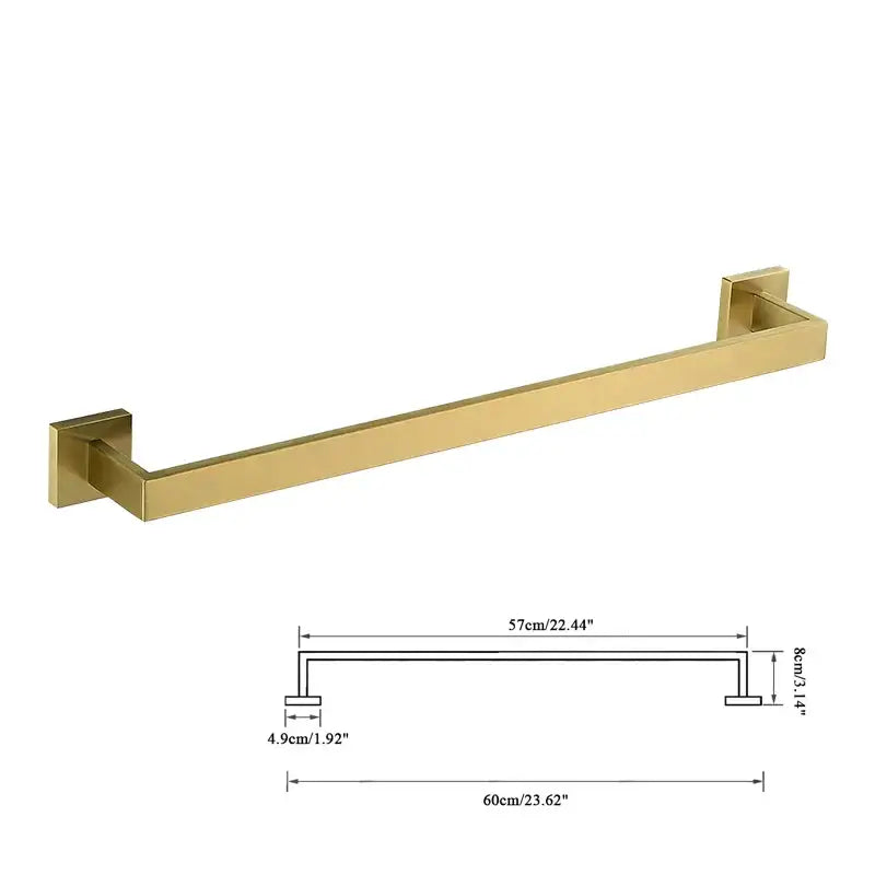 Modern brushed gold hardware set bathroom towel rail and hooks