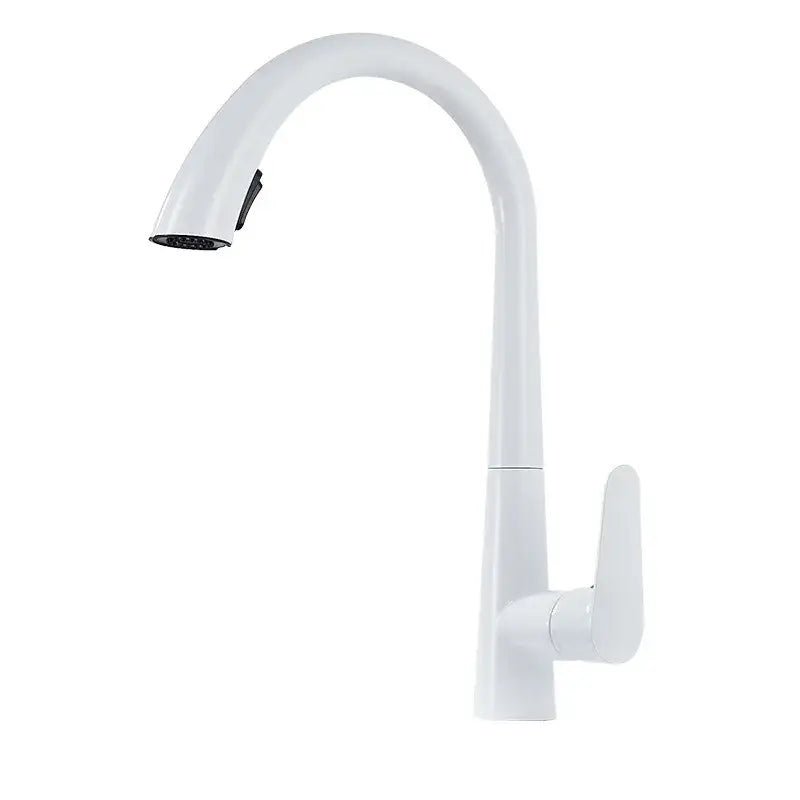 Modern brushed gold kitchen sink faucet with pull out spring spout