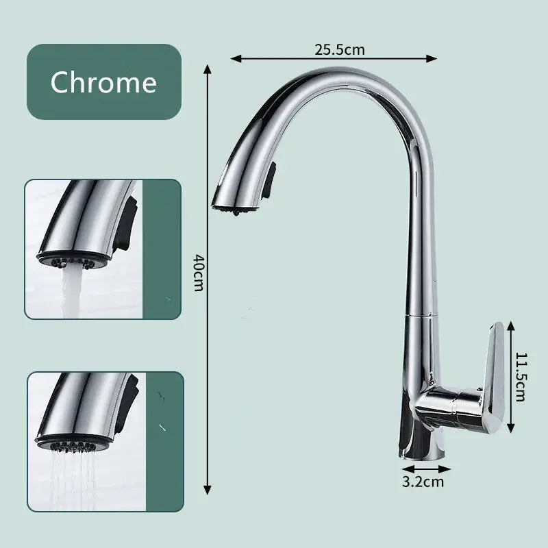 Modern brushed gold kitchen sink faucet with pull out spring spout