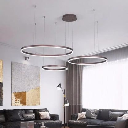 Modern brushed gold led chandelier dining room ring light