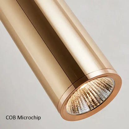 Modern brushed gold led pendant light dining room cylindrical lamp