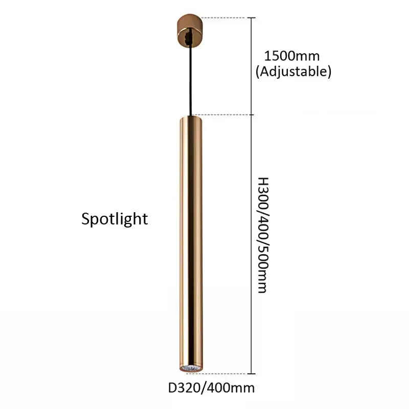 Modern brushed gold led pendant light dining room cylindrical lamp