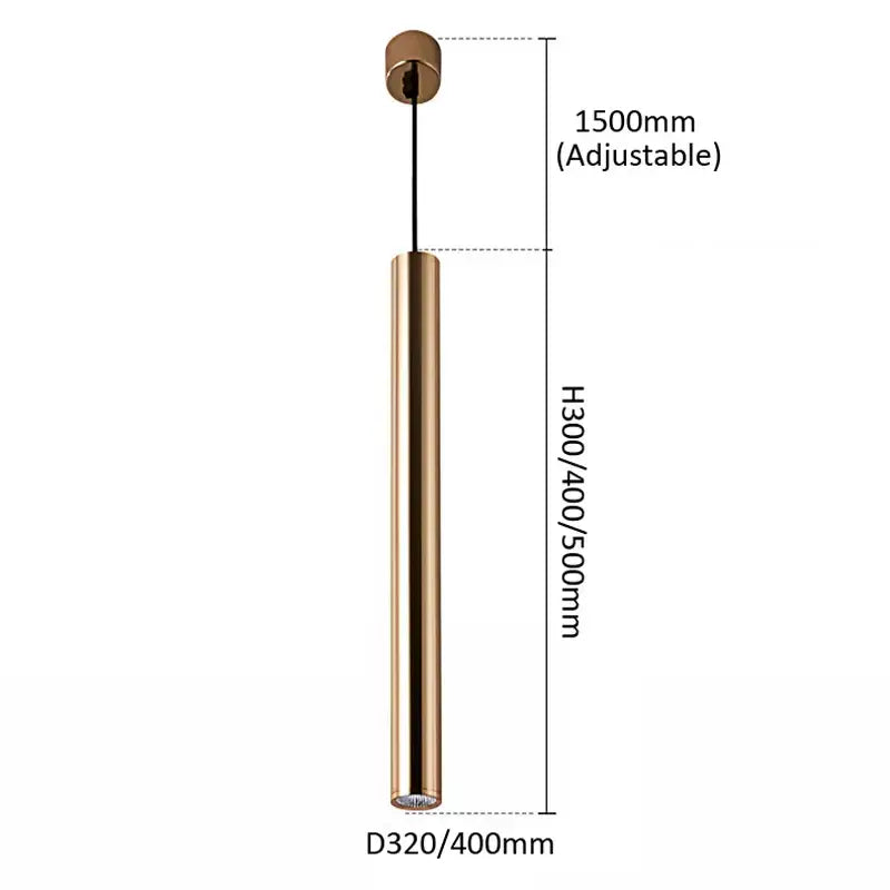 Modern brushed gold led pendant light dining room cylindrical lamp