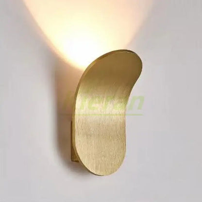 Modern brushed gold led wall lamp living room curved sconce