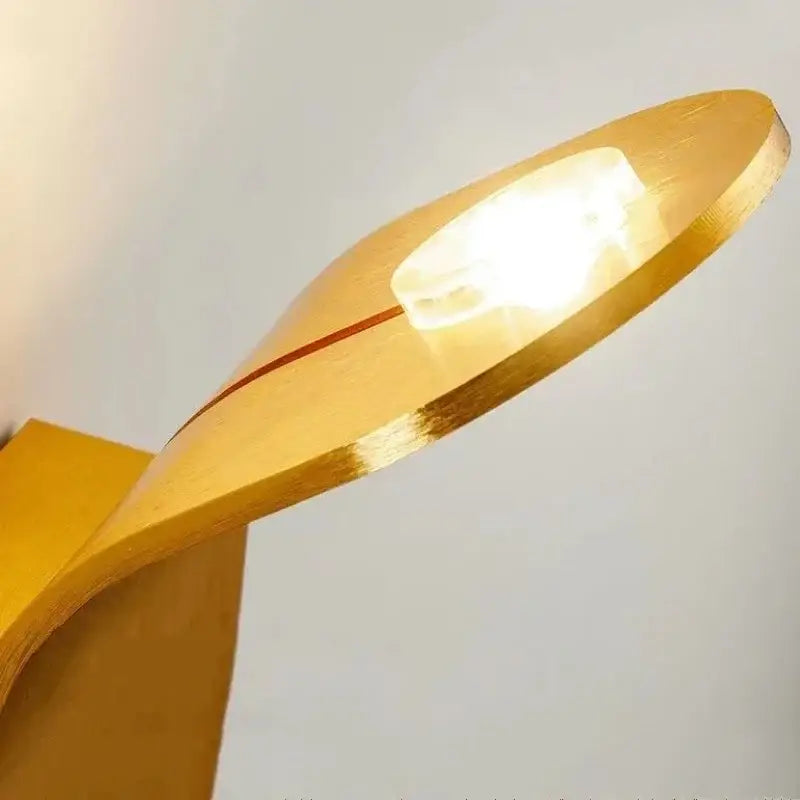 Modern brushed gold led wall lamp living room curved sconce