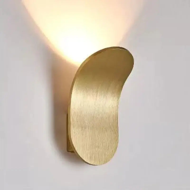 Modern brushed gold led wall lamp living room curved sconce
