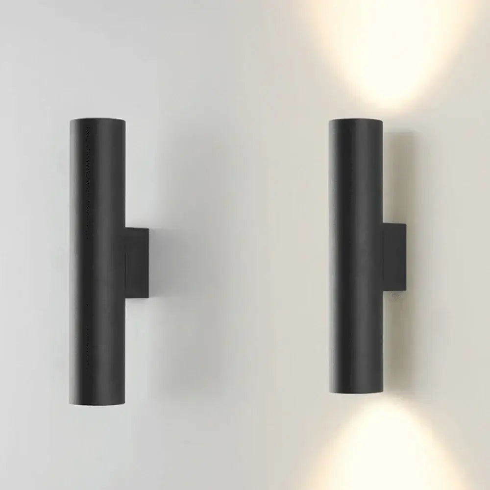Modern brushed gold & matte black cylindrical wall lights bedroom led
