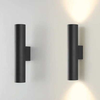 Modern brushed gold & matte black cylindrical wall lights bedroom led