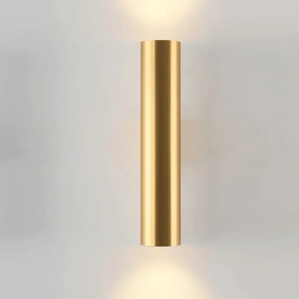 Modern brushed gold & matte black cylindrical wall lights bedroom led