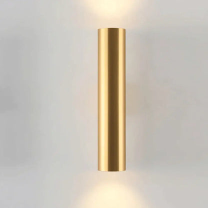 Modern brushed gold & matte black cylindrical wall lights bedroom led