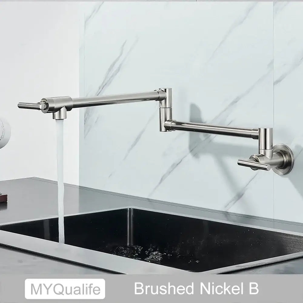 Modern brushed gold pot filler faucet kitchen tap with folding spout