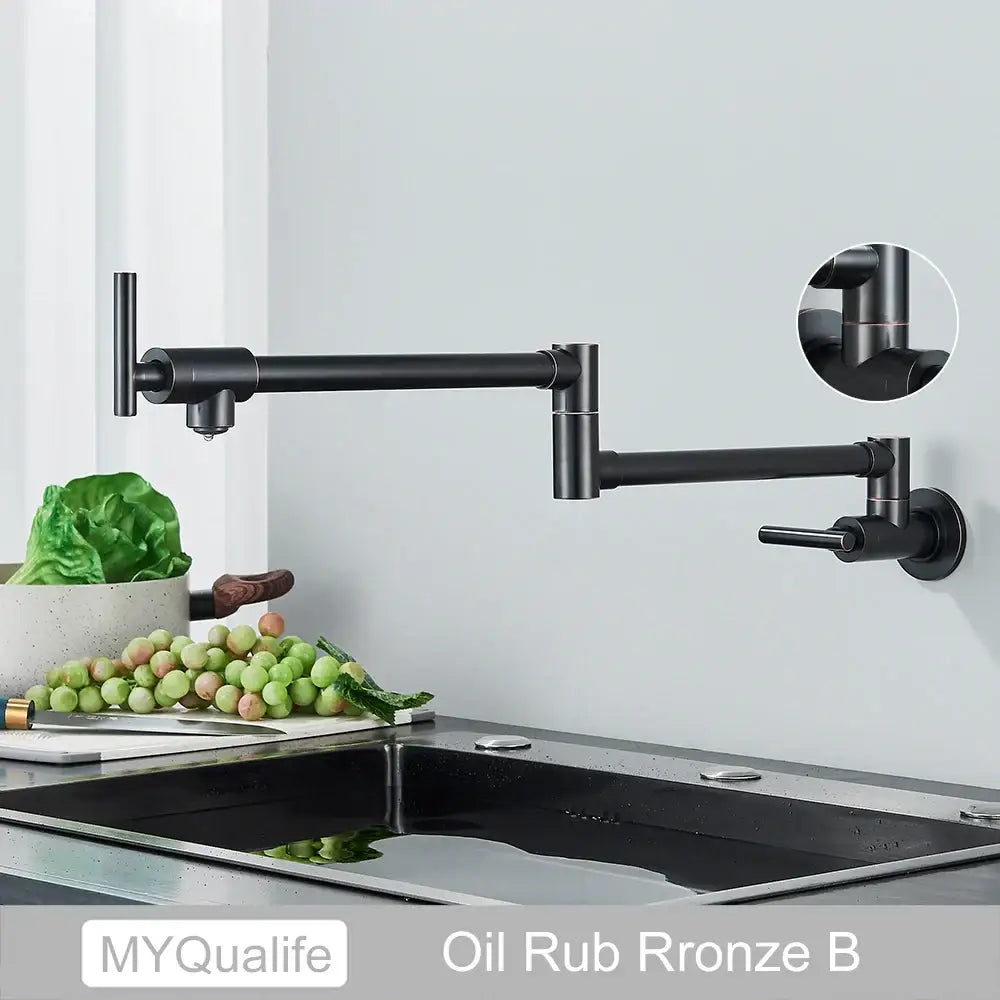 Modern brushed gold pot filler faucet kitchen tap with folding spout