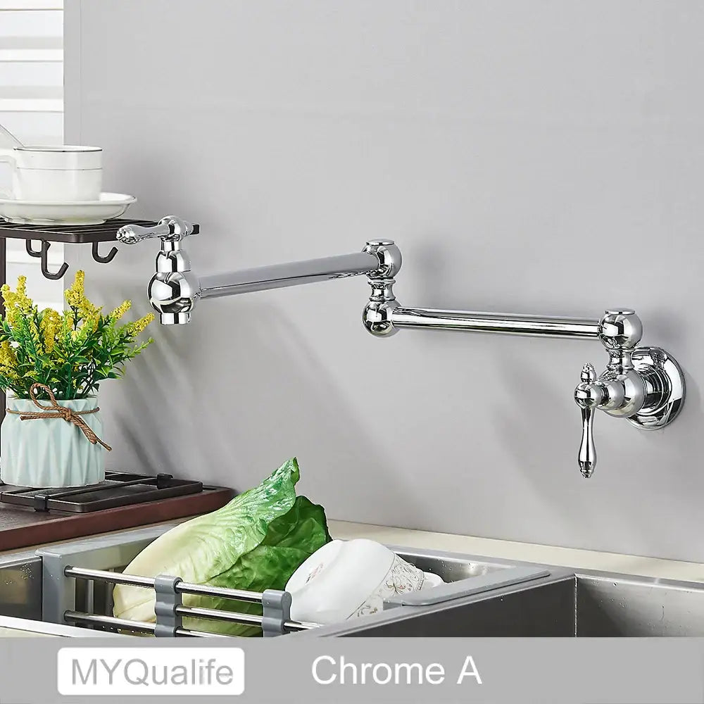 Modern brushed gold pot filler faucet kitchen tap with folding spout