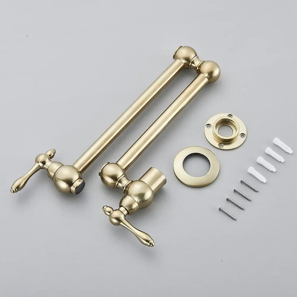 Modern brushed gold pot filler faucet kitchen tap with folding spout