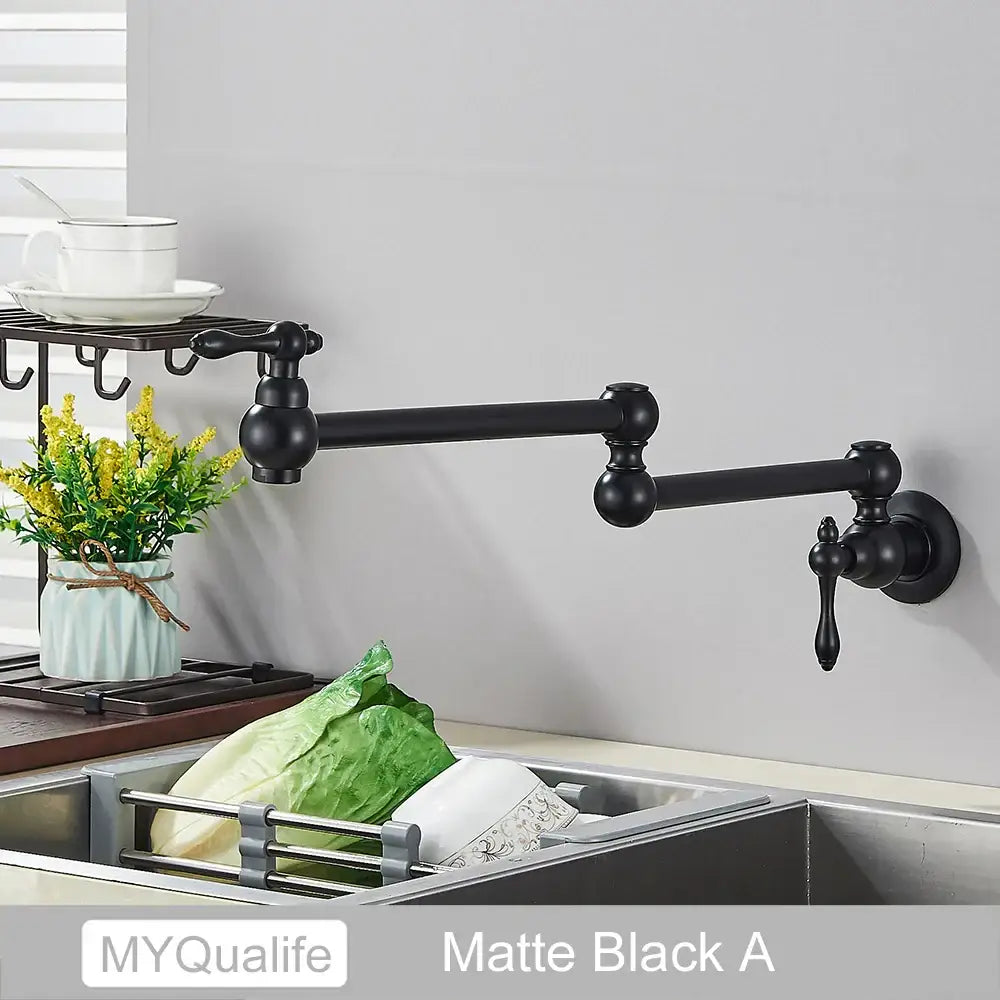 Modern brushed gold pot filler faucet kitchen tap with folding spout