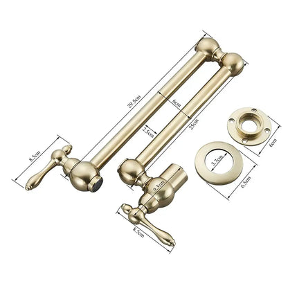 Modern brushed gold pot filler faucet kitchen tap with folding spout