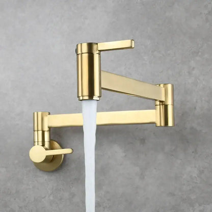 Modern brushed gold pot filler faucet kitchen wall mounted foldable spout