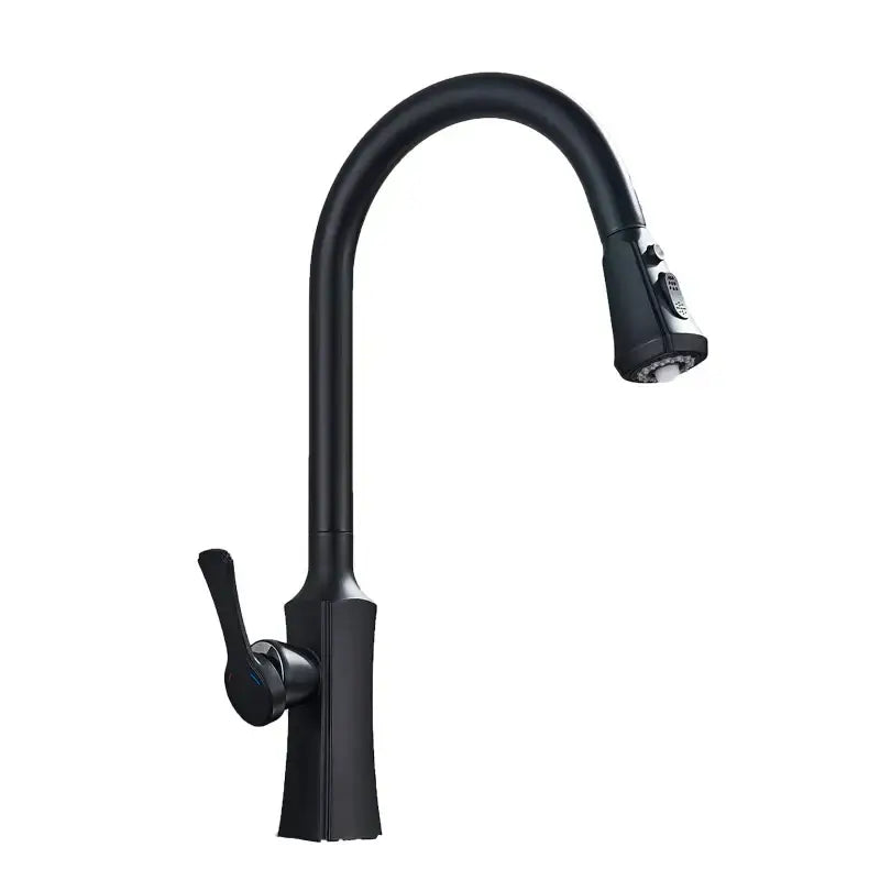 Modern brushed gold pull out kitchen faucet with spring spray head
