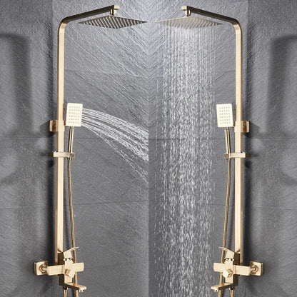 Modern brushed gold rain shower set bathroom mixer with handheld spray