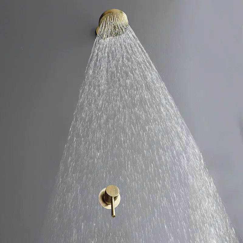 Modern brushed gold rainfall shower faucet set bathroom fixture