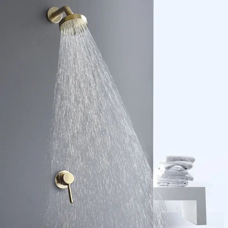 Modern brushed gold rainfall shower faucet set bathroom fixture