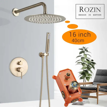 Modern brushed gold rainfall shower set bathroom fixture