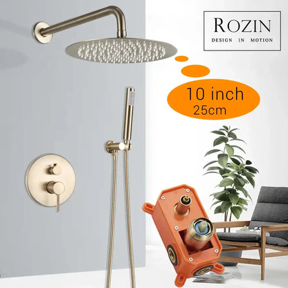 Modern brushed gold rainfall shower set bathroom fixture