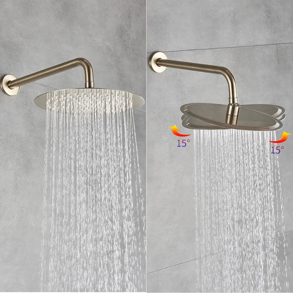 Modern brushed gold rainfall shower set bathroom fixture