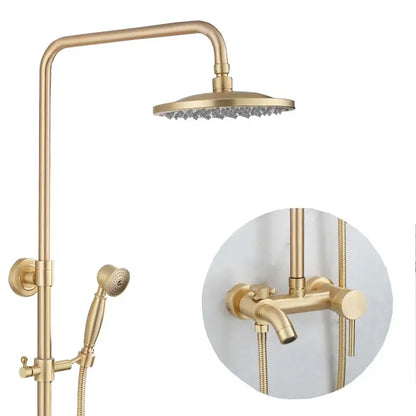 Modern brushed gold rainfall shower set with bathtub faucet bathroom