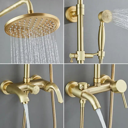 Modern brushed gold rainfall shower set with bathtub faucet bathroom