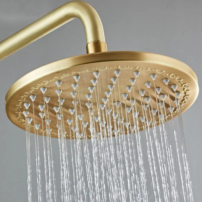 Modern brushed gold rainfall shower set with bathtub faucet bathroom
