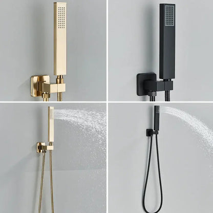 Modern brushed gold rainfall shower set with led bathroom faucet