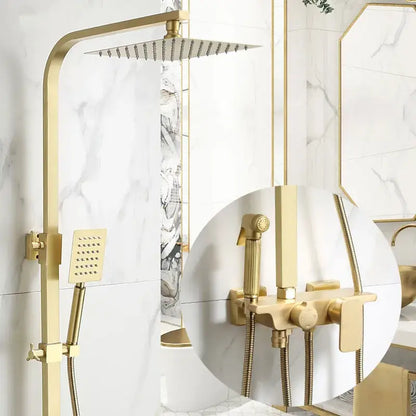 Modern brushed gold shower faucet set with rainfall head for bathroom