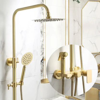 Modern brushed gold shower faucet set with rainfall head for bathroom