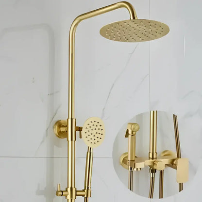 Modern brushed gold shower faucet set with rainfall head for bathroom