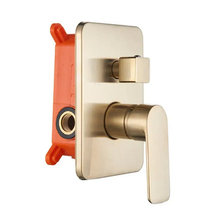 Modern brushed gold shower mixer with rainfall head for bathroom