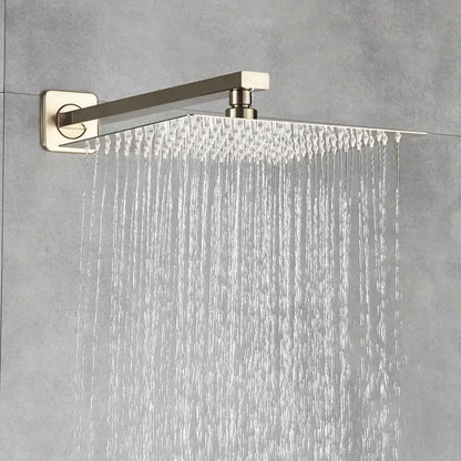 Modern brushed gold shower mixer with rainfall head for bathroom