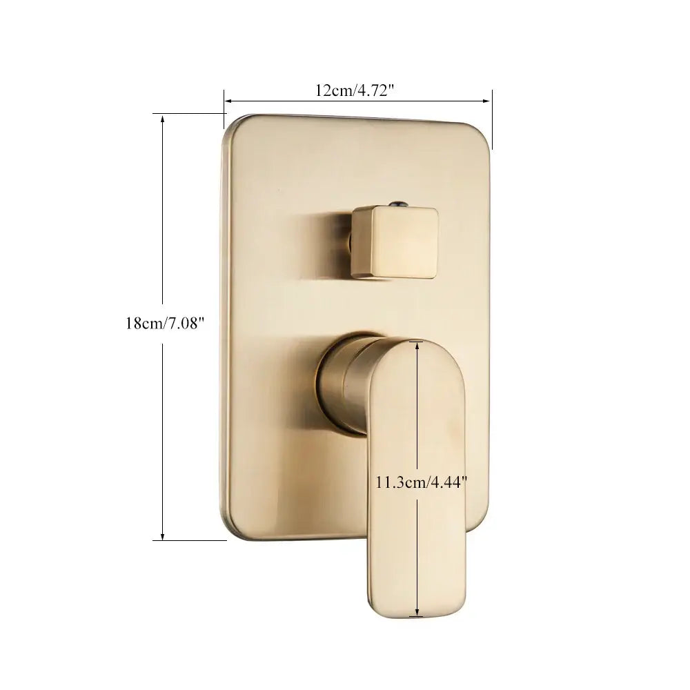 Modern brushed gold shower mixer with rainfall head for bathroom
