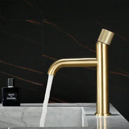 Modern brushed gold single handle basin faucet bathroom knurled mixer