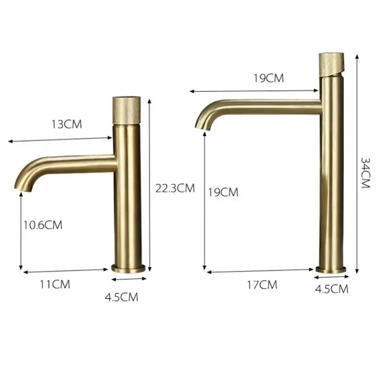 Modern brushed gold single handle basin faucet bathroom knurled mixer