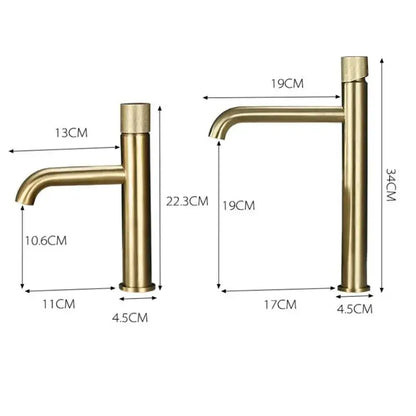 Modern brushed gold single handle basin faucet bathroom knurled mixer