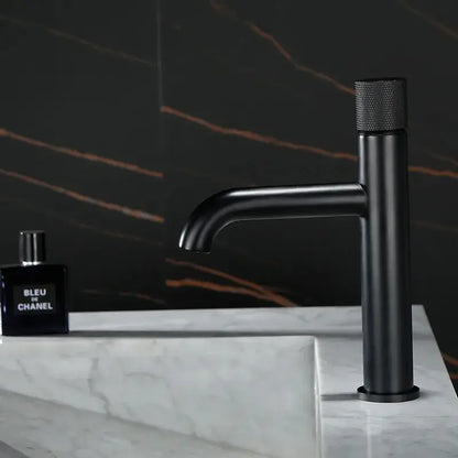 Modern brushed gold single handle basin faucet bathroom knurled mixer