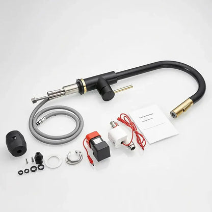 Modern brushed gold smart sensor kitchen faucet dual outlet