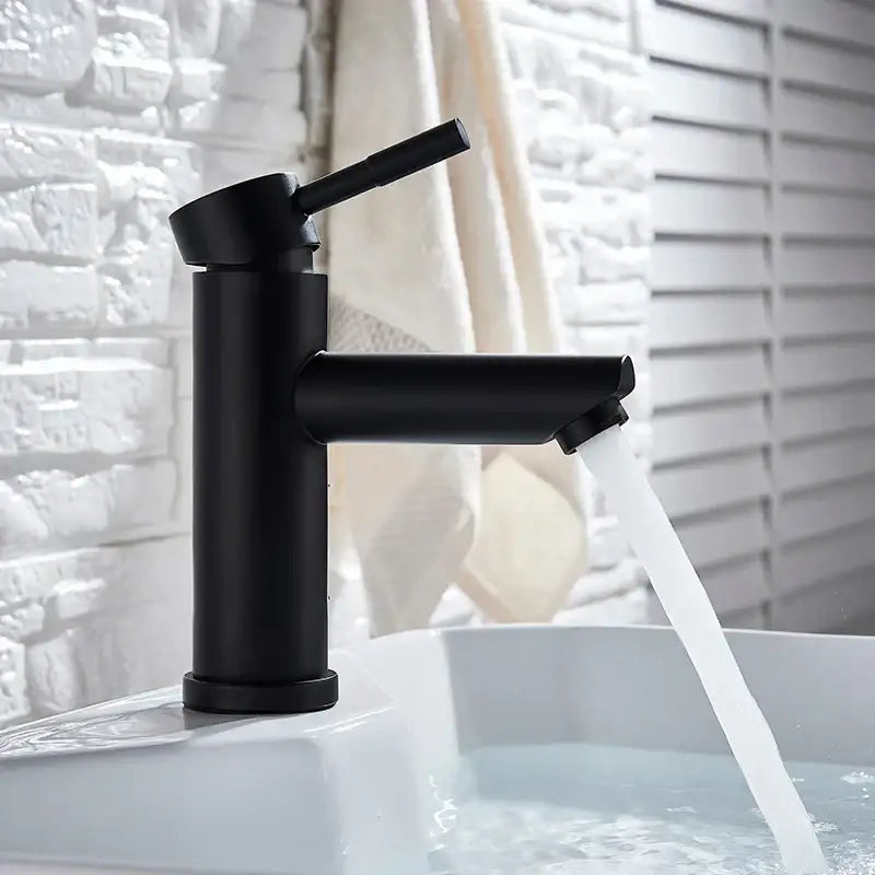 Modern brushed gold solid brass bathroom faucet single handle tap