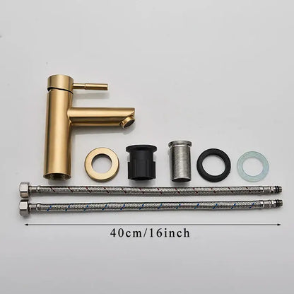 Modern brushed gold solid brass bathroom faucet single handle tap